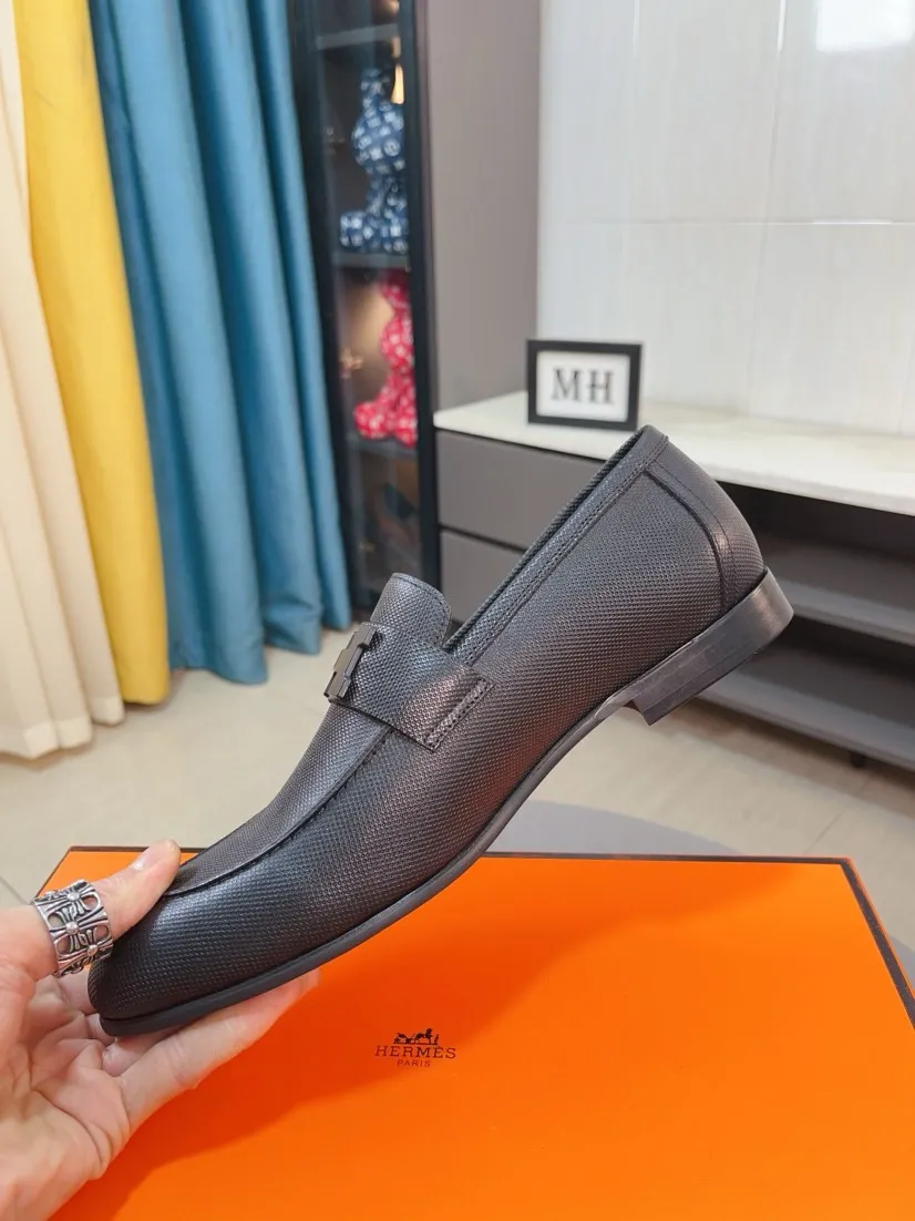 Men's shoes 💰560🌹🌹Niuli "HERMES" Hermès business leather shoes, original factory configuration, original imported cowhide upper + luxury hardware logo + fully imported original customized cowhide lining, sole: rubber wear-resistant outsole, difficult craftsmanship, original factory follow-up goods, 🔍🔍high quality code number: 38-44 45 can be customized